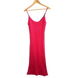 Lush Crochet Maxi Dress Womens Small Hot Pink Y2k Fairy Festival Indie Beach